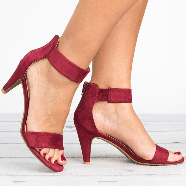 2020 Women Pumps Leopard High Heels New Women Shoes Summer Women Sandals Kitten Heels Zipper Women Heels Female Plus Size 43