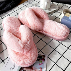 Designer Flip Flops Women Flat Slippers Women Indoor Home Slippers Ladies House Shoes Thick Fluff Warm Slipper Soft Cotton Shoes