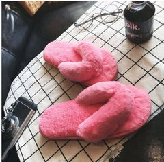 Designer Flip Flops Women Flat Slippers Women Indoor Home Slippers Ladies House Shoes Thick Fluff Warm Slipper Soft Cotton Shoes