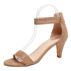 Women Thin High Heels Pumps Fashion Open Toe Suede Ankle Strap Sandals Wedding Dress Back Zip Red Leopard Summer Shoes Ladies