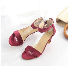 Women Thin High Heels Pumps Fashion Open Toe Suede Ankle Strap Sandals Wedding Dress Back Zip Red Leopard Summer Shoes Ladies