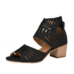 Women Sandals Square Heels Hollow Out Plus Size Gladiator Fashion Shoes Woman Buckle Strap Sandals Ladies Shoes Mujer Summer