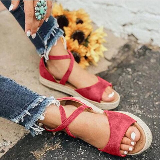 SHUJIN Women Sandals Flat Fashion Peep Toe  Design Roman Sandals Women Flat Shoes Summer Beach Ladies Shoes Sandals