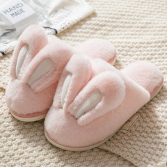 Cute Bunny Slipper Indoor Warm Women Animal Winter Fur Home Shoe Female Girl Nonslip pink gray rabbit Furry House Slippers Men