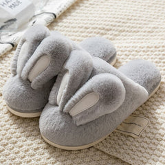 Cute Bunny Slipper Indoor Warm Women Animal Winter Fur Home Shoe Female Girl Nonslip pink gray rabbit Furry House Slippers Men