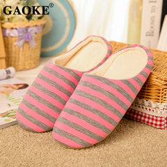 Striped Soft Bottom Home Slippers Cotton Warm Shoes Women Indoor Floor Slippers Non-slips Shoes For Bedroom House Woman Slippers