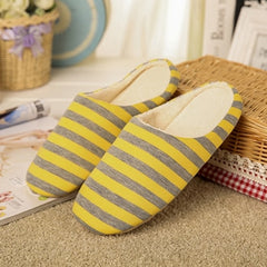 Striped Soft Bottom Home Slippers Cotton Warm Shoes Women Indoor Floor Slippers Non-slips Shoes For Bedroom House Woman Slippers