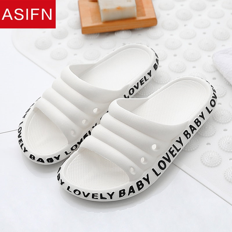 ASIFN Women's Beach Slippers Female Summer Slides Fashion Flip Flop Women Ladies Mules Non-slip Men House Soft Sole New Shoes