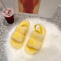 2020 Home House Indoor Slippers WomenWomen Furry Slippers Ladies Shoes Cute Plush Fluffy Sandals Women's Fur Slippers Casual