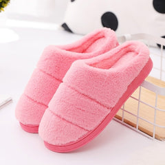 2020 New Women Mens Winter Fur Home Slipper Couples Striped Flock Warm Non-slip Floor Home Slippers Indoor House Shoes Pantufa