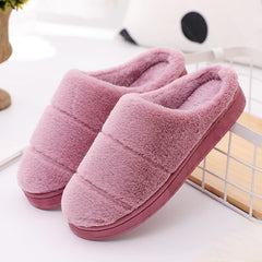 2020 New Women Mens Winter Fur Home Slipper Couples Striped Flock Warm Non-slip Floor Home Slippers Indoor House Shoes Pantufa