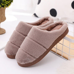 2020 New Women Mens Winter Fur Home Slipper Couples Striped Flock Warm Non-slip Floor Home Slippers Indoor House Shoes Pantufa
