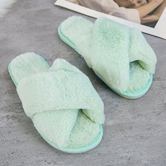 SWQZVT New open toe women slippers 2020 cross rainbow colors fur house female slippers tie-dye floor sleeping women winter shoes