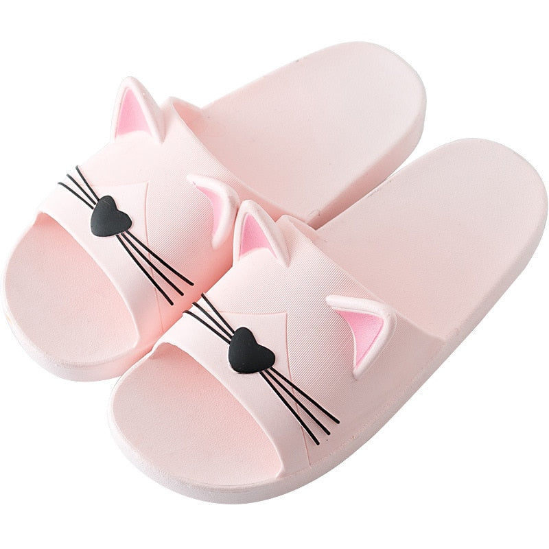 slippers women Fashion Cute cat Women shoes woman Fashion Beach Slides Flat Heels Flip Flops House Slides Shoes Non-slip Slides