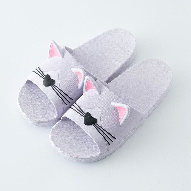 slippers women Fashion Cute cat Women shoes woman Fashion Beach Slides Flat Heels Flip Flops House Slides Shoes Non-slip Slides